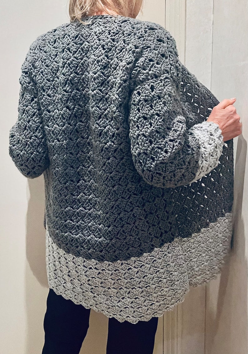 JOHANNA  two-toned Cardigan - crochet PATTERN English USA