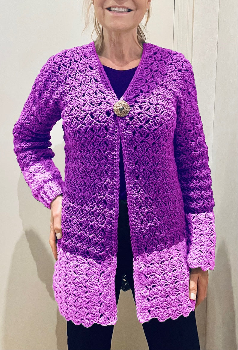 JOHANNA  two-toned Cardigan - crochet PATTERN English USA