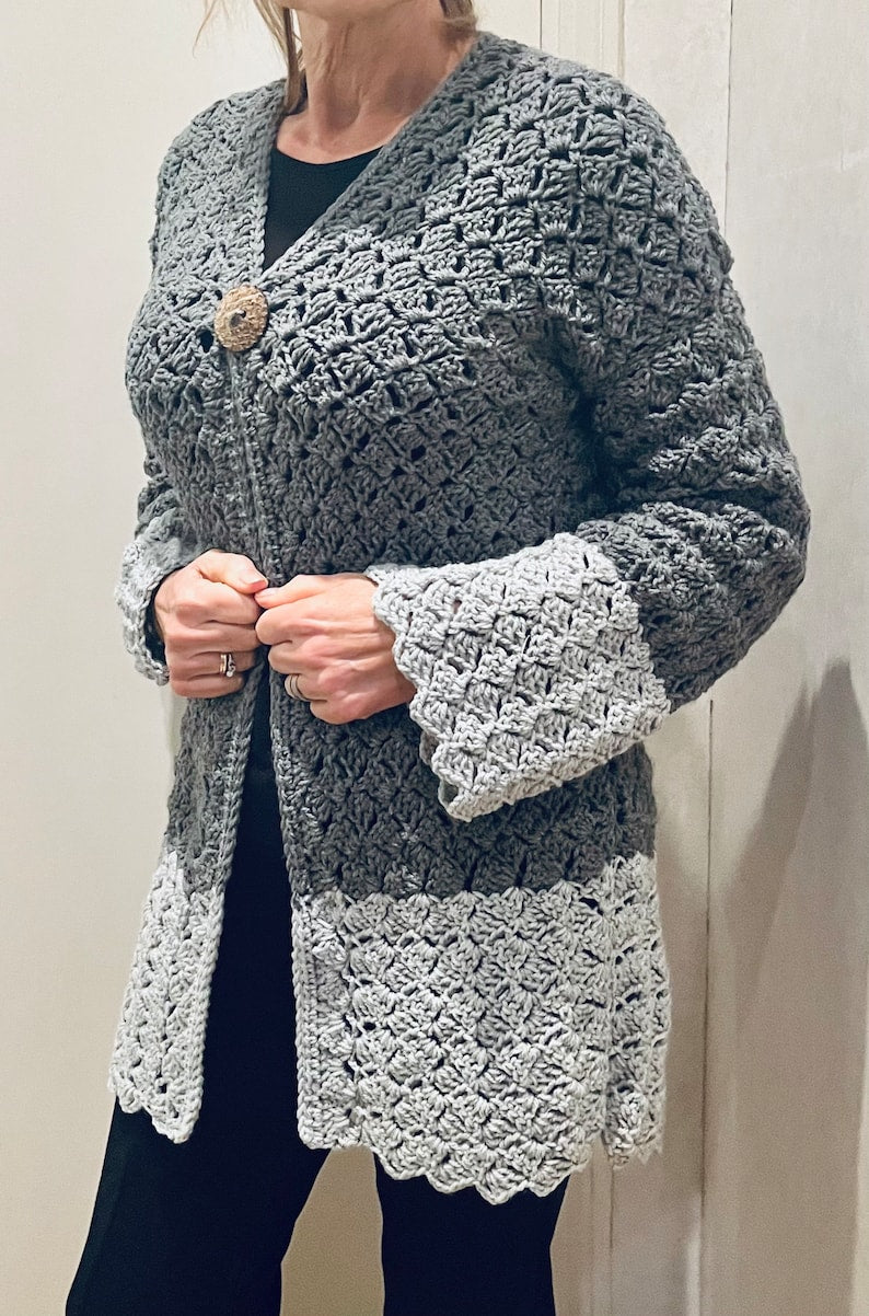 JOHANNA  two-toned Cardigan - crochet PATTERN English USA