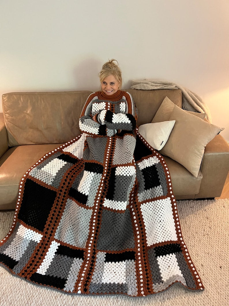 Artistic Blocks Sweater Blanket-Crochet Pattern-USA