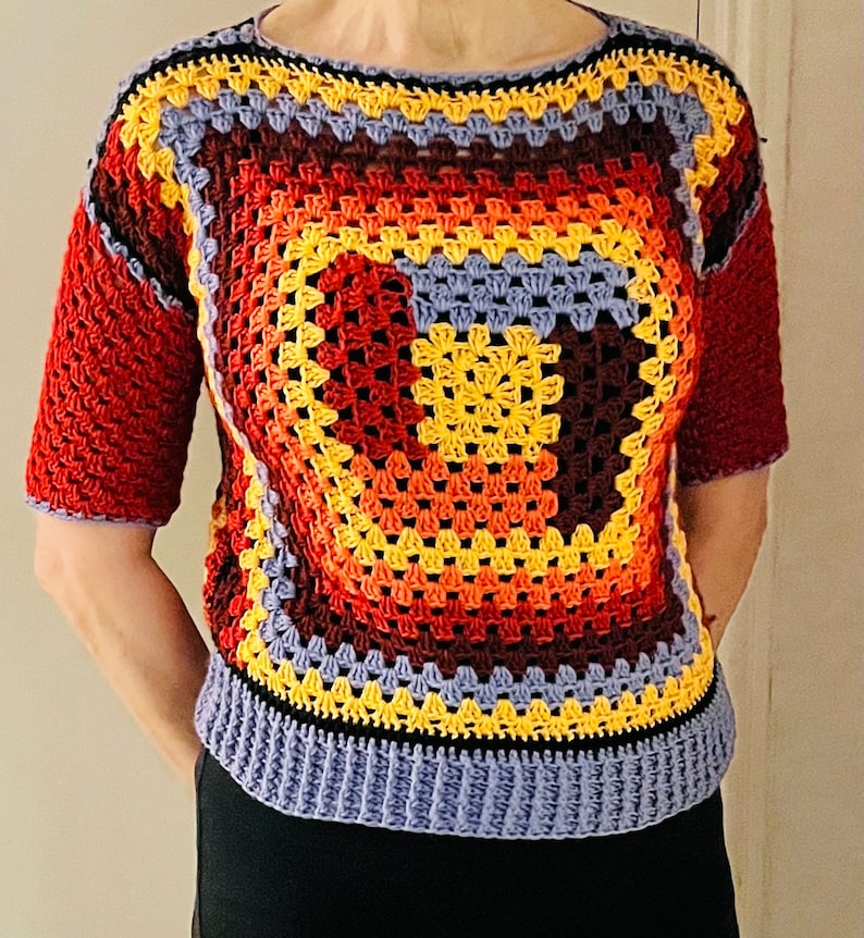 Tequila Sunrise Sweater - Crochet Pattern English USA