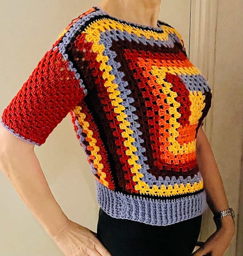 Tequila Sunrise Sweater - Crochet Pattern English USA