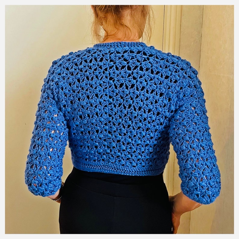 Beau Bolero - Crochet PATTERN - short Cardigan - English USA