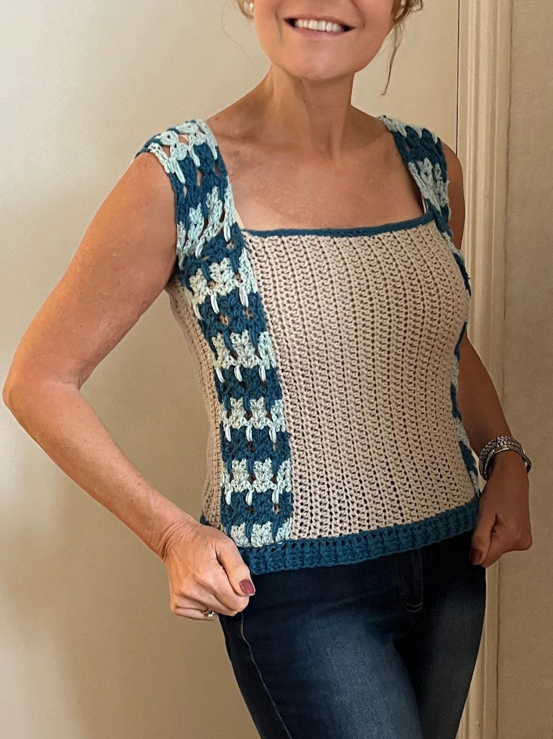 Purrrfect Catstitch Top - Crochet Pattern English USA
