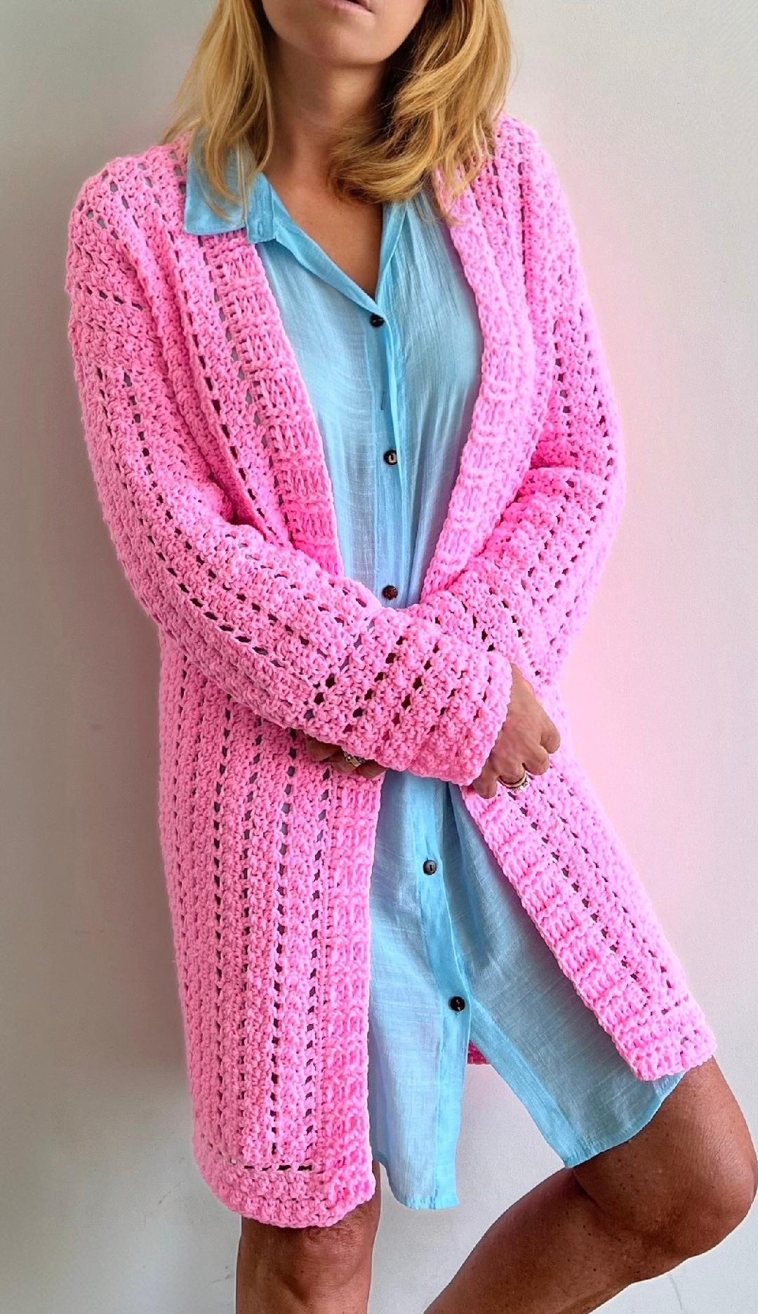 In the Pink Cardigan - Crochet PATTERN - English US terms - digital pdf