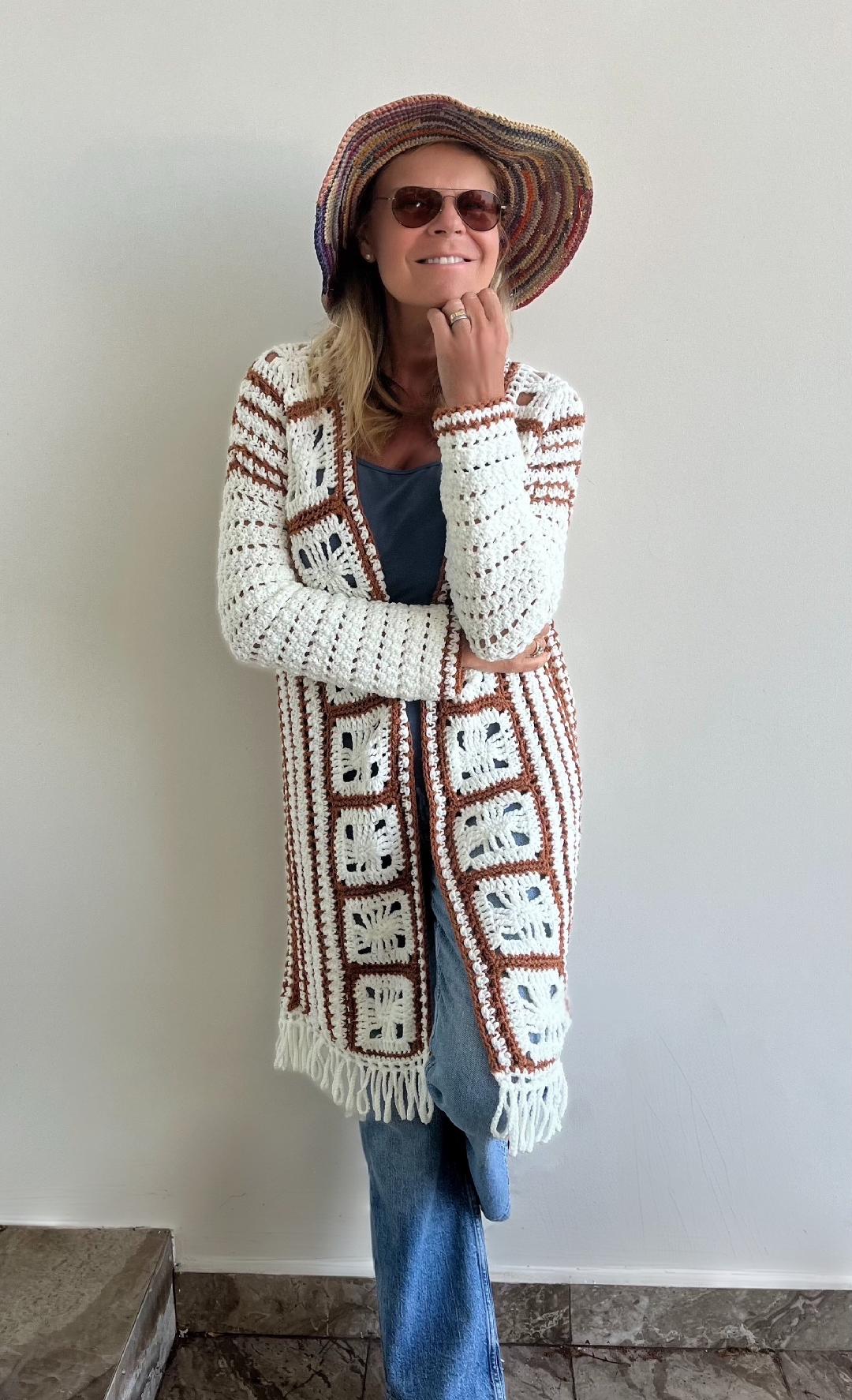 Bohemian Chique Cardigan - Crochet PATTERN - English US terms - Digital pdf